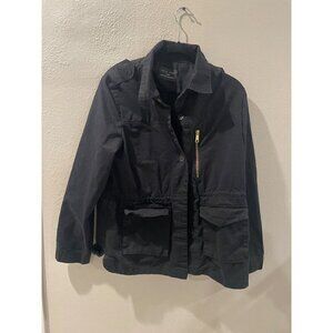 LOVE TREE BLAZER WOMENS BLACK MOTO ZIPPER 100 % COTTON SIZE LARGE light JACKET